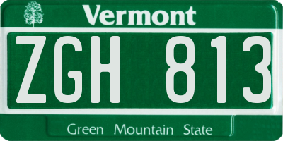 VT license plate ZGH813