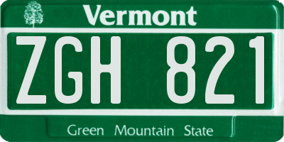 VT license plate ZGH821