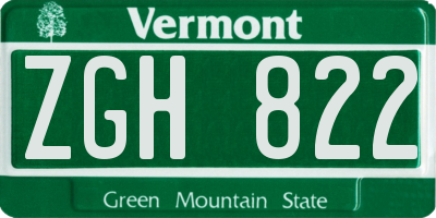 VT license plate ZGH822