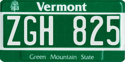 VT license plate ZGH825
