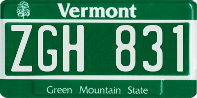 VT license plate ZGH831