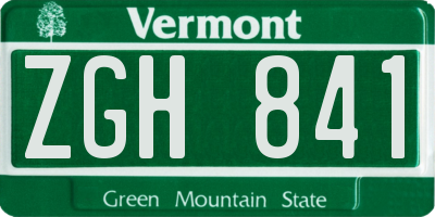 VT license plate ZGH841