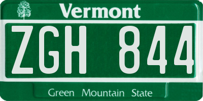 VT license plate ZGH844