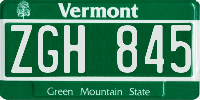 VT license plate ZGH845