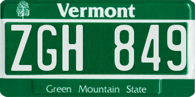 VT license plate ZGH849