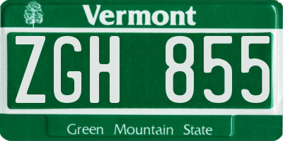 VT license plate ZGH855