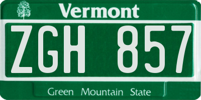 VT license plate ZGH857