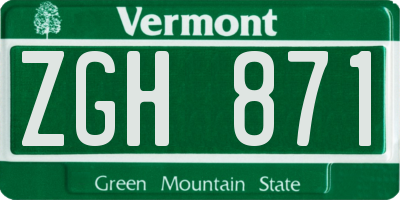 VT license plate ZGH871