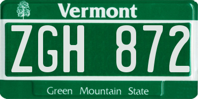 VT license plate ZGH872