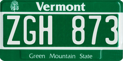 VT license plate ZGH873