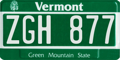 VT license plate ZGH877