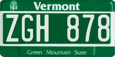 VT license plate ZGH878