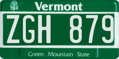 VT license plate ZGH879