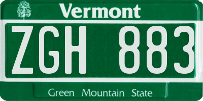 VT license plate ZGH883