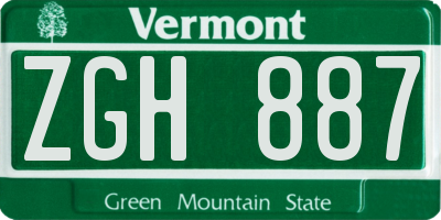 VT license plate ZGH887