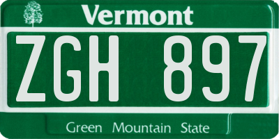 VT license plate ZGH897