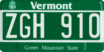 VT license plate ZGH910