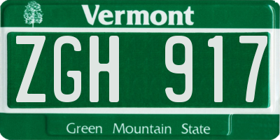 VT license plate ZGH917