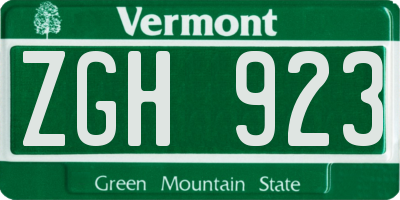 VT license plate ZGH923