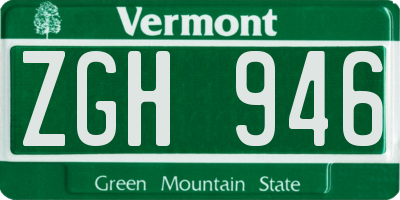 VT license plate ZGH946