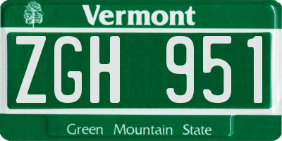 VT license plate ZGH951