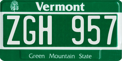 VT license plate ZGH957
