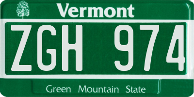 VT license plate ZGH974