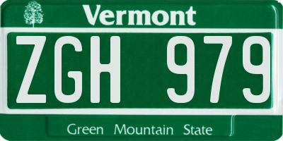 VT license plate ZGH979