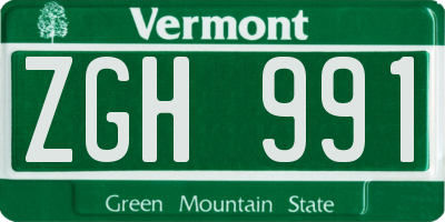 VT license plate ZGH991