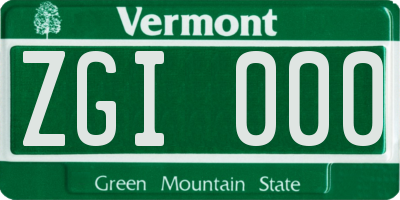 VT license plate ZGI000