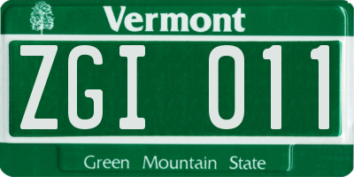 VT license plate ZGI011