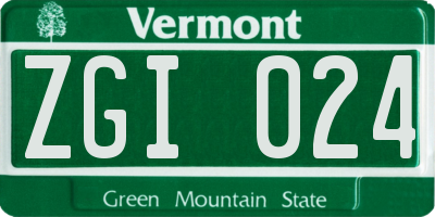 VT license plate ZGI024