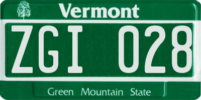 VT license plate ZGI028