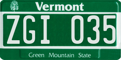 VT license plate ZGI035
