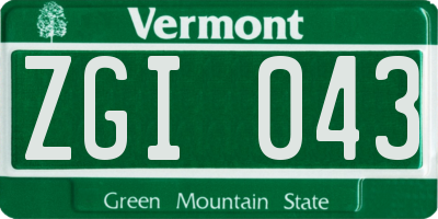 VT license plate ZGI043