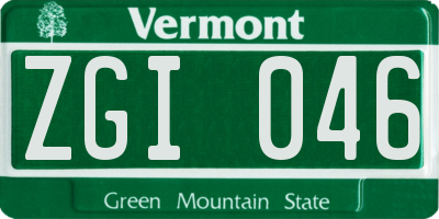 VT license plate ZGI046