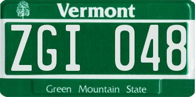 VT license plate ZGI048