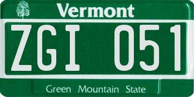 VT license plate ZGI051