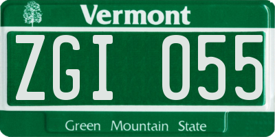 VT license plate ZGI055