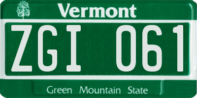 VT license plate ZGI061