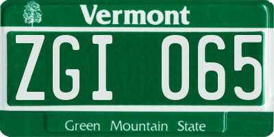 VT license plate ZGI065
