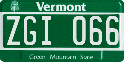 VT license plate ZGI066