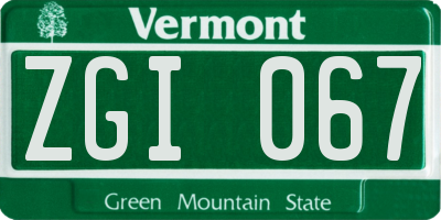 VT license plate ZGI067