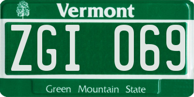 VT license plate ZGI069