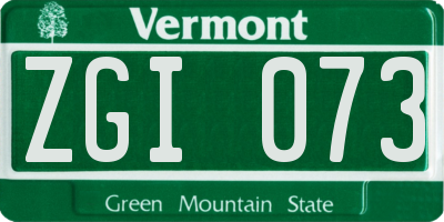 VT license plate ZGI073