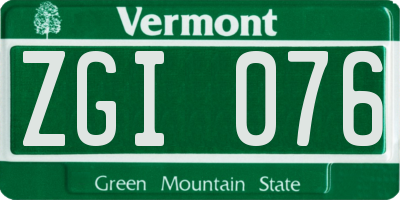 VT license plate ZGI076