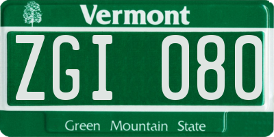 VT license plate ZGI080