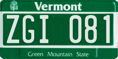 VT license plate ZGI081