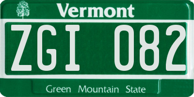 VT license plate ZGI082