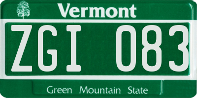 VT license plate ZGI083